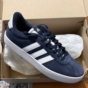 Adidas Men's Dark Blue and White Sneakers